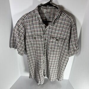 Carhartt Men's Shirt Size XL Plaid Relaxed Fit Casual Short Sleeve Button Down